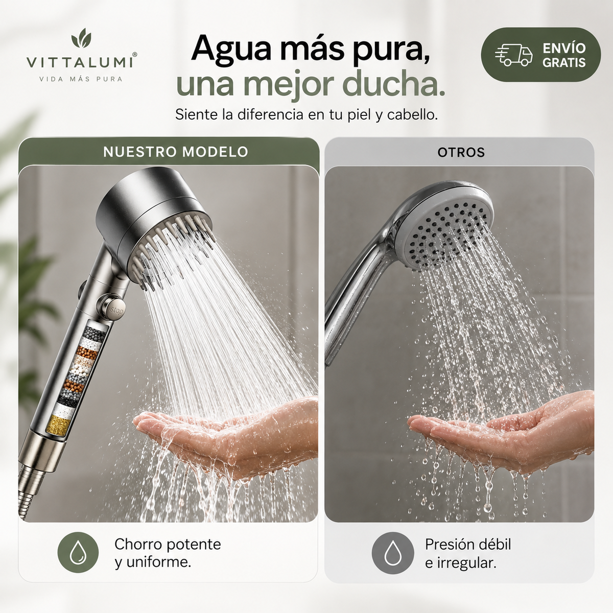 Alcachofa de Ducha de Alta Presión con Filtro