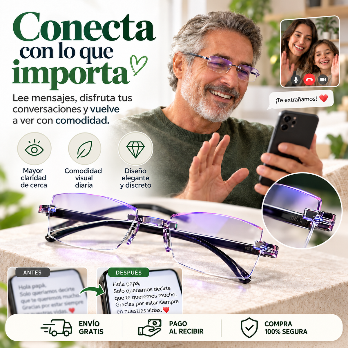 Gafas Multifocales Autograduables con Filtro de Luz Azul