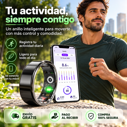 Anillo Inteligente Talla 9 para Actividad y Bienestar