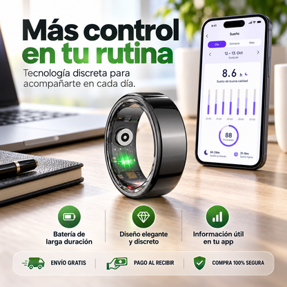 Anillo Inteligente Talla 9 para Actividad y Bienestar