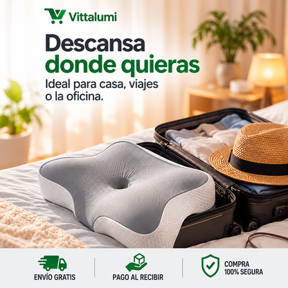 Almohada cervical viscoelástica diseño mariposa GRIS
