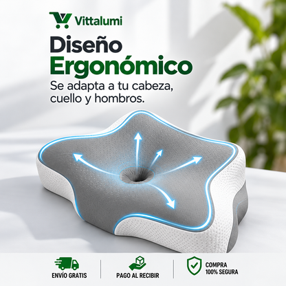 Almohada cervical viscoelástica diseño mariposa GRIS