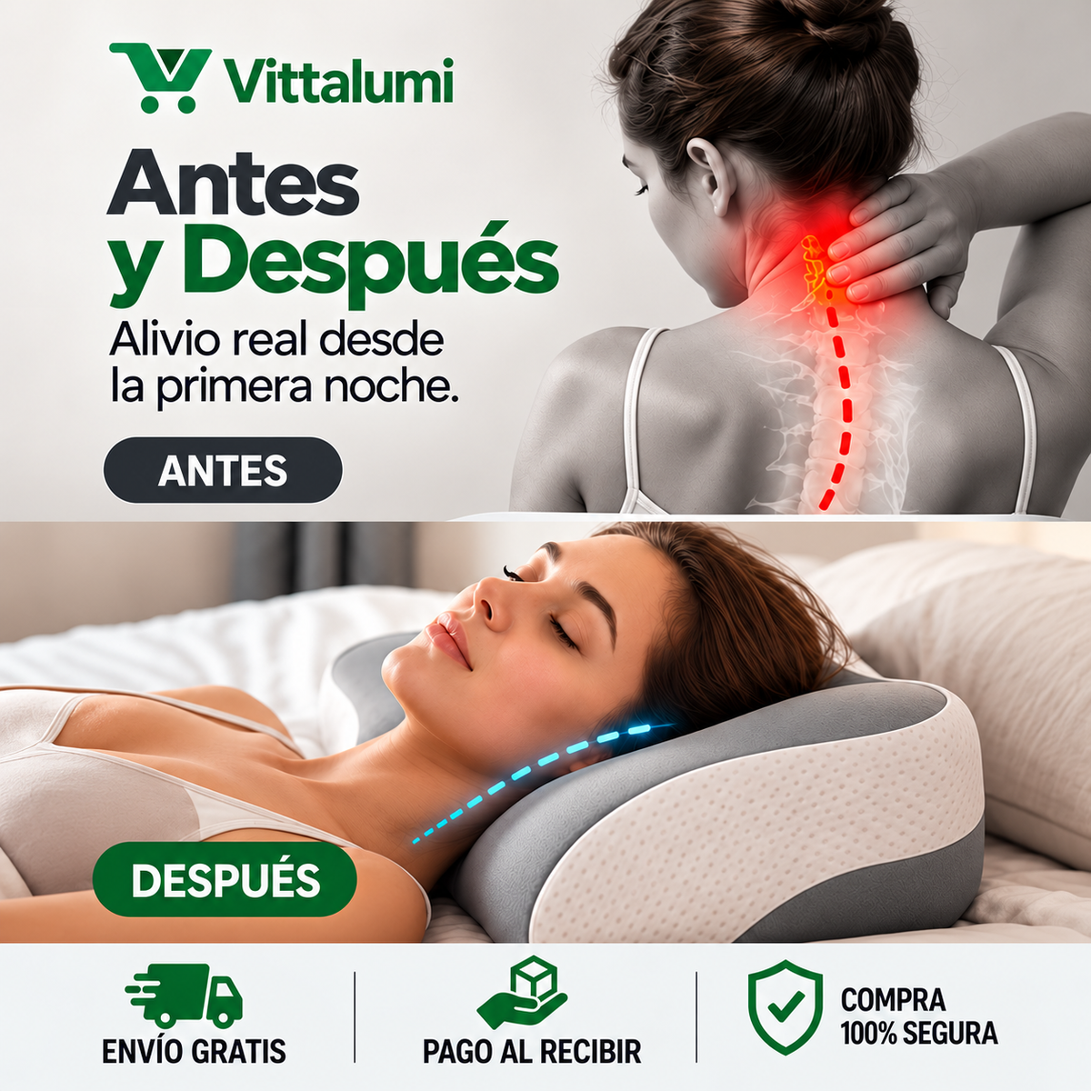 Almohada cervical viscoelástica diseño mariposa GRIS