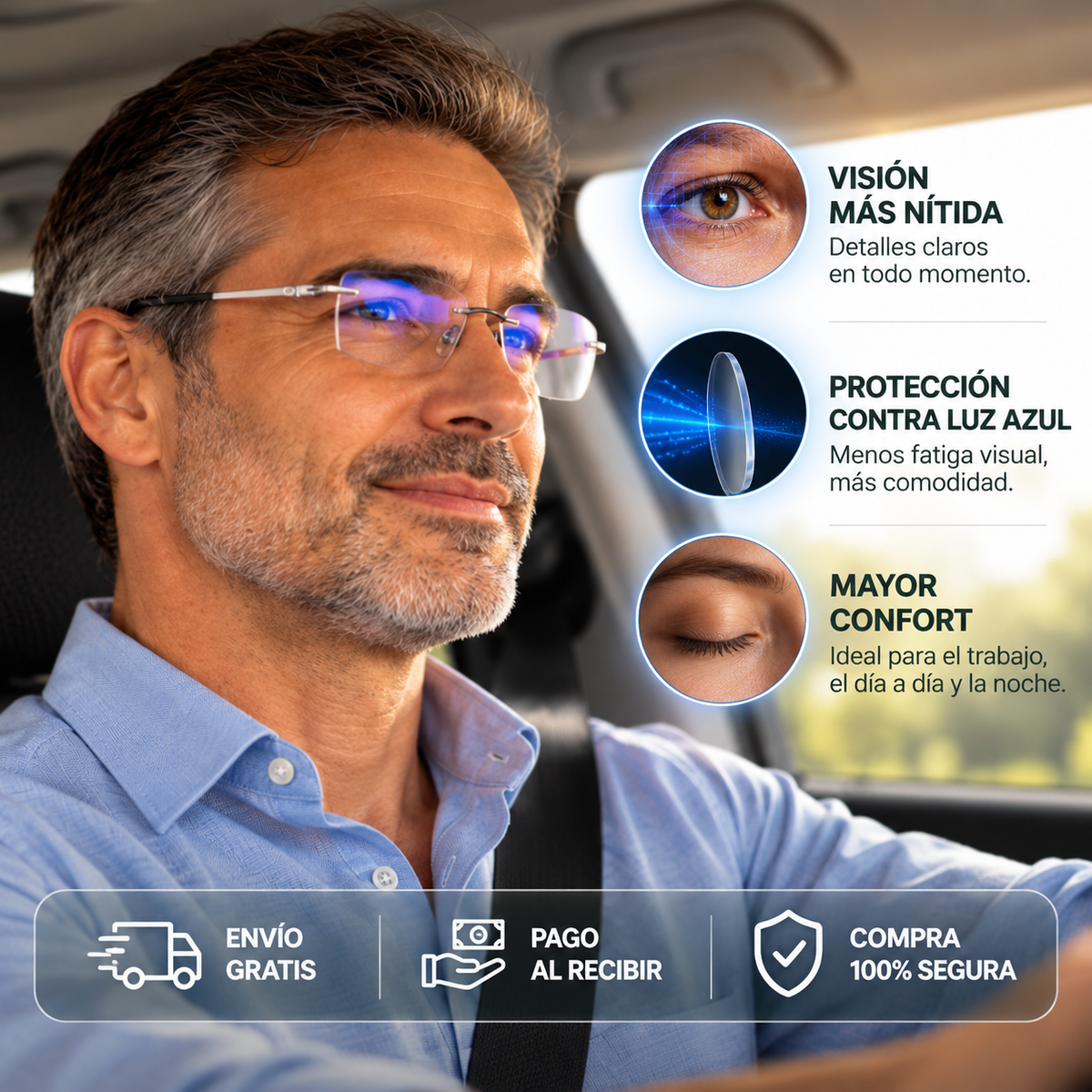 Gafas Multifocales Autograduables con Filtro de Luz Azul